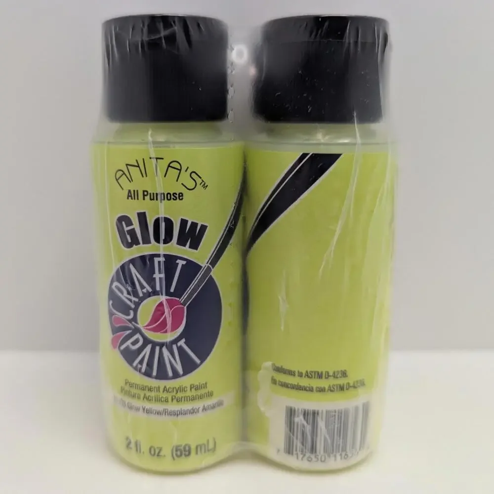 Anitas Acrylic Paint 2oz 4 Pack All Purpose Craft Paint - Glow Yellow 11653